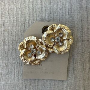 Anthropologie Gold and Silver Floral Earrings